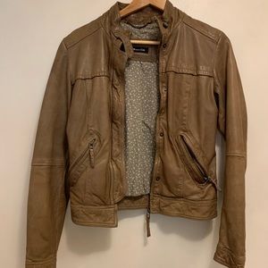 Massimo Dutti Brown Leather Jacket | Small